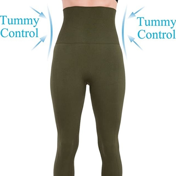 Thick Olive Tummy Control Leggings - Picture 2 of 6